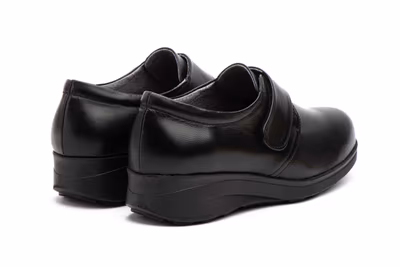 Zapatos Mujer Piel Negro Cierre Velcro Plantilla Extraible Cuña - 6