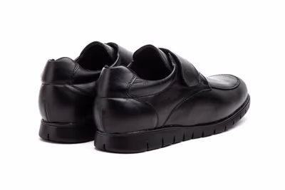 Zapatos Hombre Piel Negro Velcro - 6
