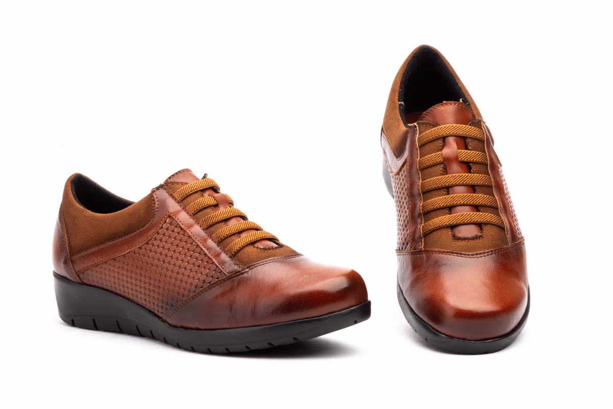 Deportivos Mujer Piel Cordones Elásticos Cuña