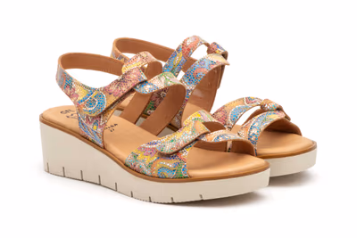 Sandalias Mujer Piel Cuero Flores - 5