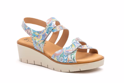 Sandalias Mujer Piel Blanco Flores - 2