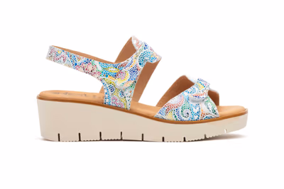 Sandalias Mujer Piel Blanco Flores - 3