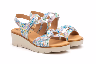 Sandalias Mujer Piel Blanco Flores - 5