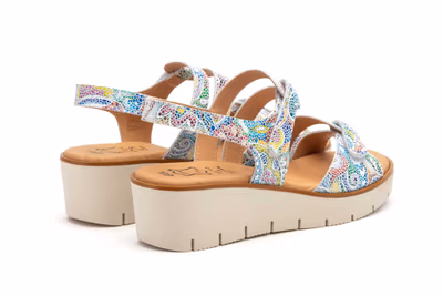 Sandalias Mujer Piel Blanco Flores - 6