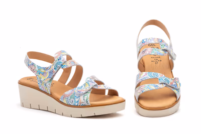 Sandalias Mujer Piel Blanco Flores