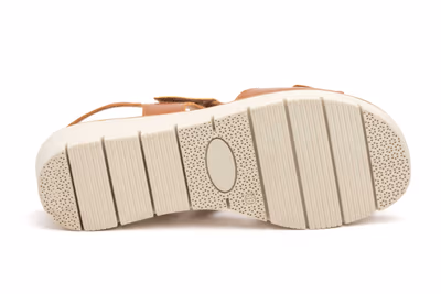 Sandalias Mujer Pel Cuero Marrón Velcro - 4