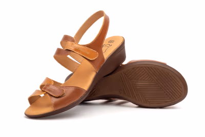 Sandalias Mujer Piel Cuero Marrón Velcro - 7