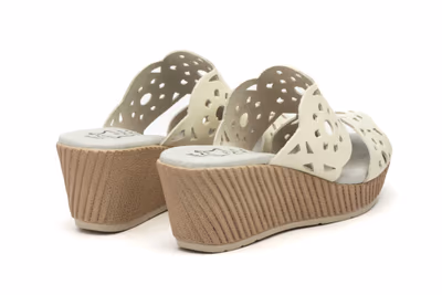 Sandalias Vaquetillas Mujer Piel Hielo Cuña Picado - 6