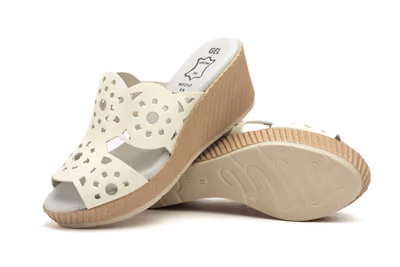 Sandalias Vaquetillas Mujer Piel Hielo Cuña Picado - 7