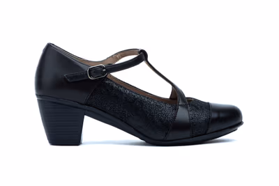 Zapatos Mujer Piel Negro Hebilla - 3