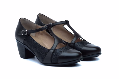 Zapatos Mujer Piel Negro Hebilla - 5