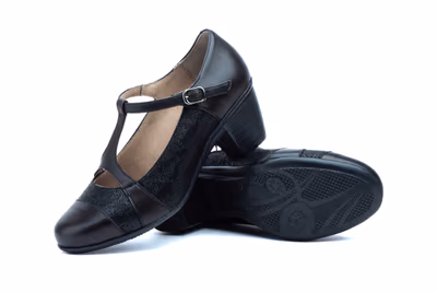 Zapatos Mujer Piel Negro Hebilla - 6