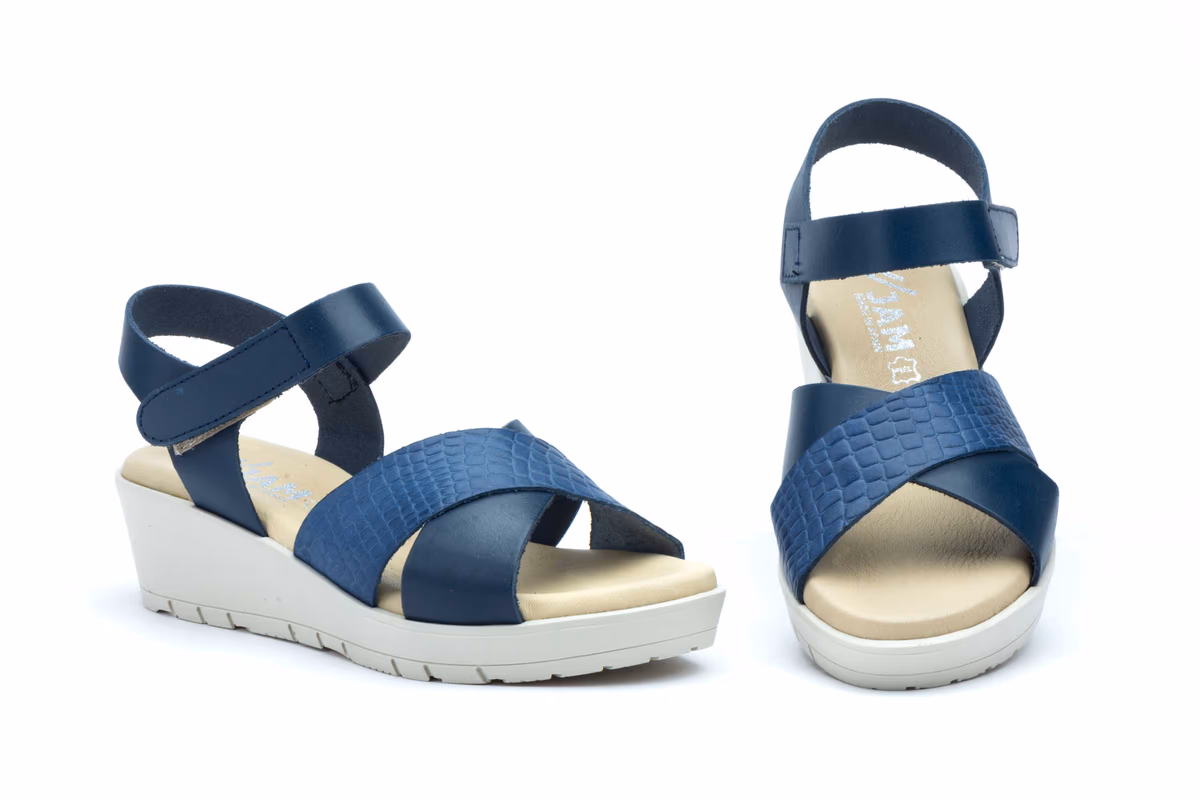 Sandalias Mujer Piel Marino