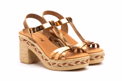 Sandalias Mujer Piel Manacor Terra Tacón Yute Encantto ref. ENC-60127 - 5