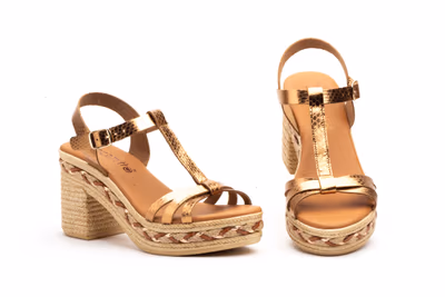 Sandalias Mujer Piel Manacor Terra Tacón Yute Encantto ref. ENC-60127 - 1