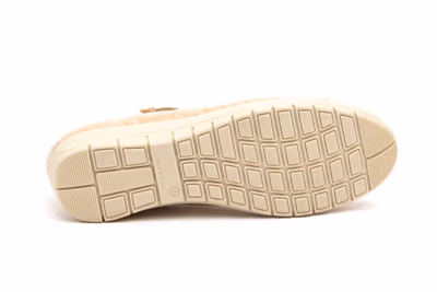 Zapatos Mujer Piel Beige Velcro - 4