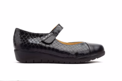 Zapatos Mujer Piel Negro Velcro - 3