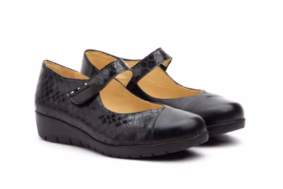 Zapatos Mujer Piel Negro Velcro - 5