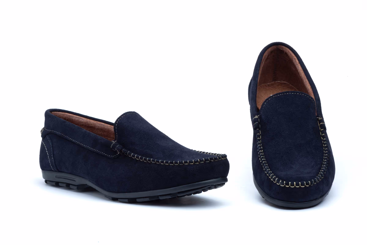 Náuticos Hombre Piel Serraje Marino