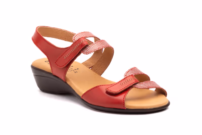 Sandalias Mujer Piel Rojo Plata Planta Gel - 2
