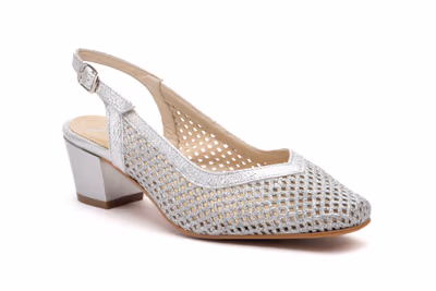 Zapatos Mujer Plata Tacón Bajo - 2