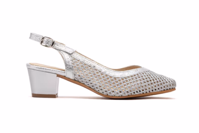 Zapatos Mujer Plata Tacón Bajo - 3