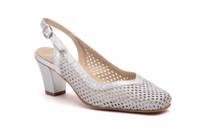 Zapatos Mujer Plata Tacón Medio - 2