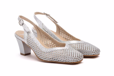 Zapatos Mujer Plata Tacón Medio - 5