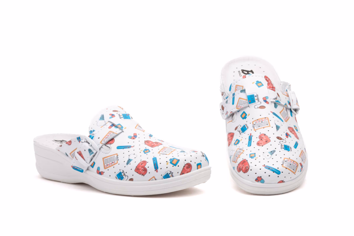 Zuecos Mujer Piel Stamapado Dentista