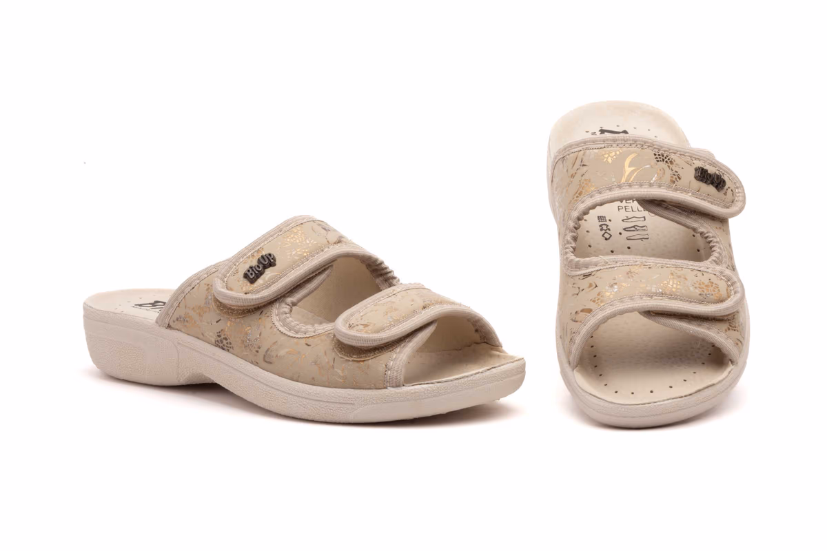 Zuecos Mujer Beige Velcro