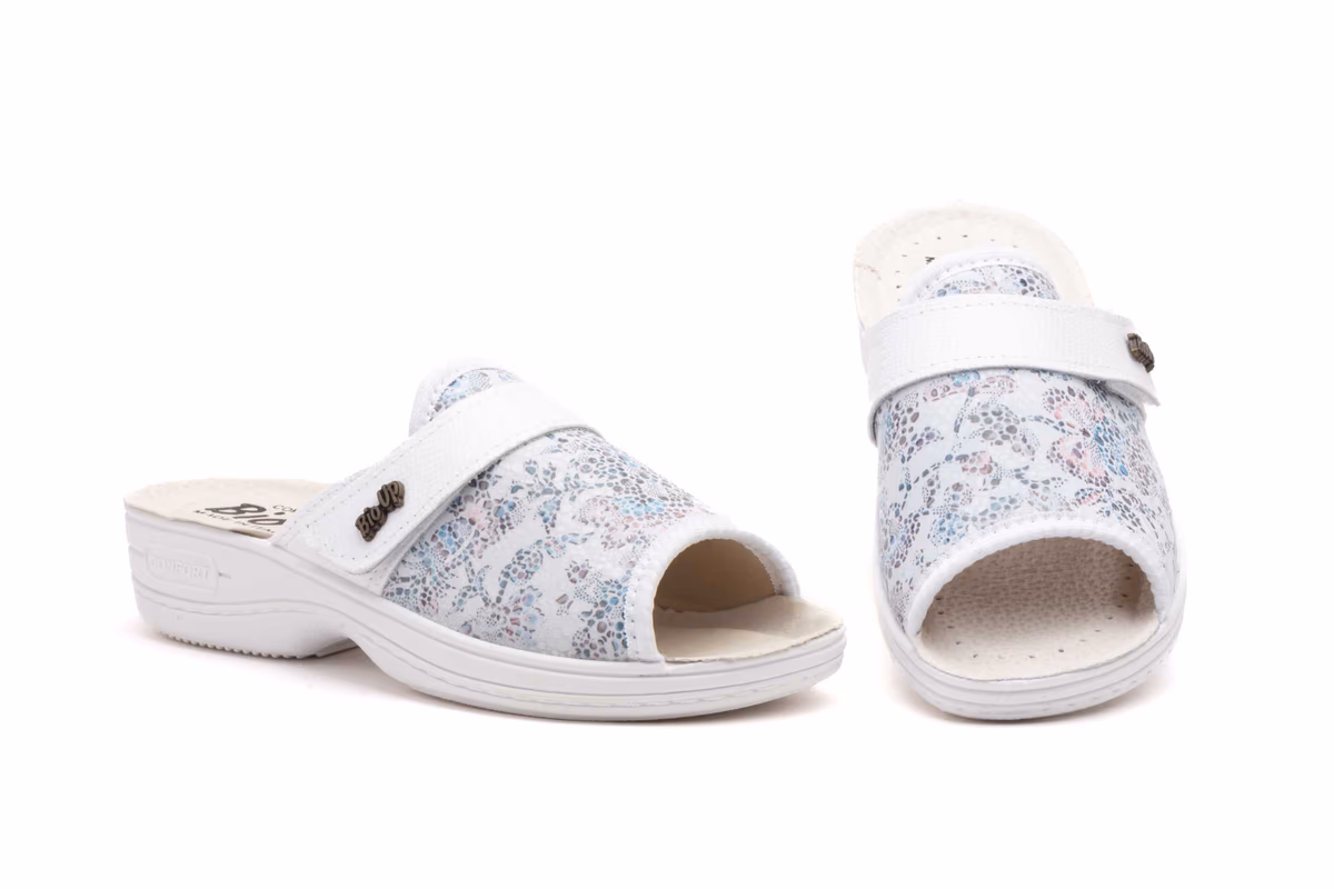 Zuecos Mujer Blanco Velcro