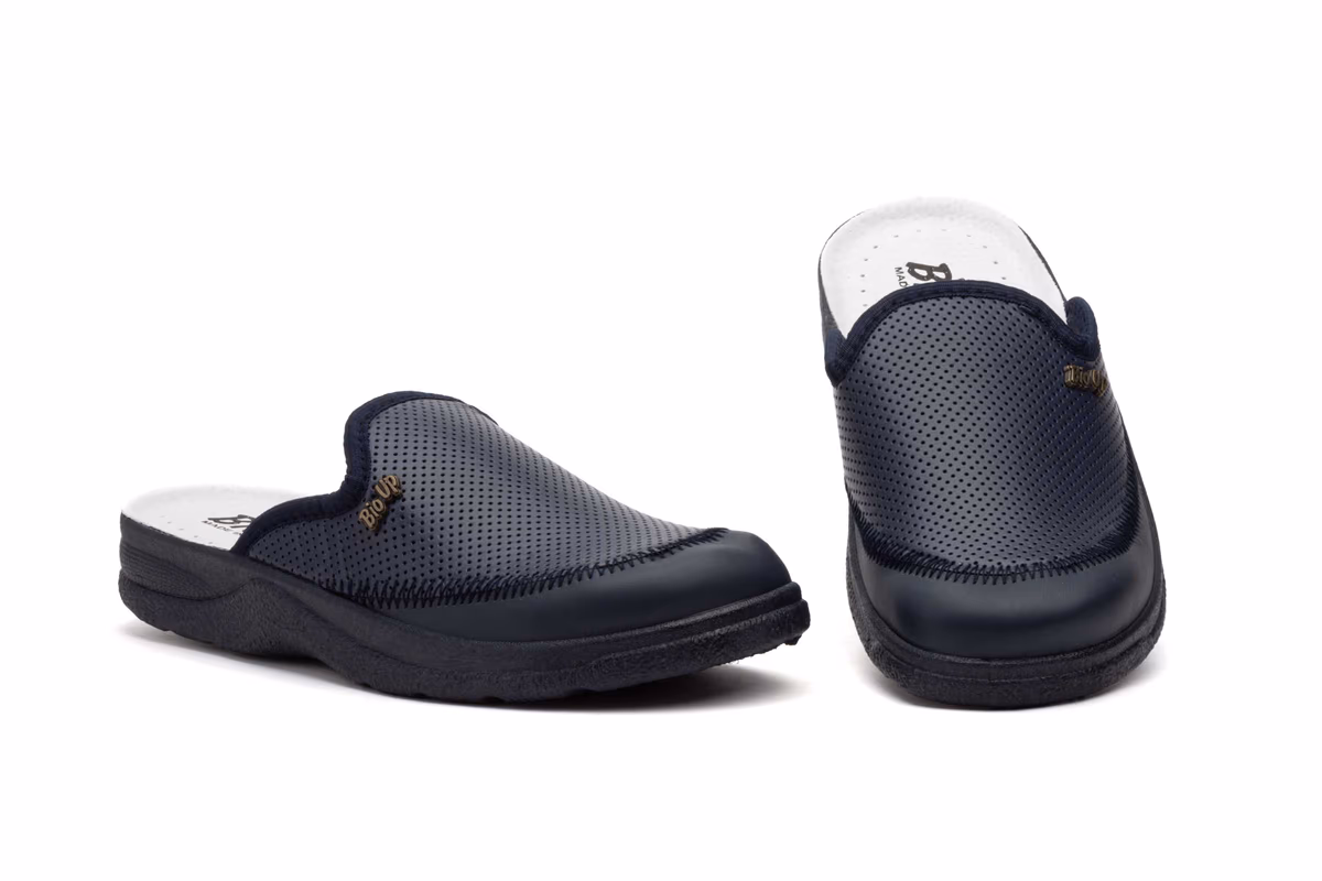 Zuecos Hombre Frender Piel Marino