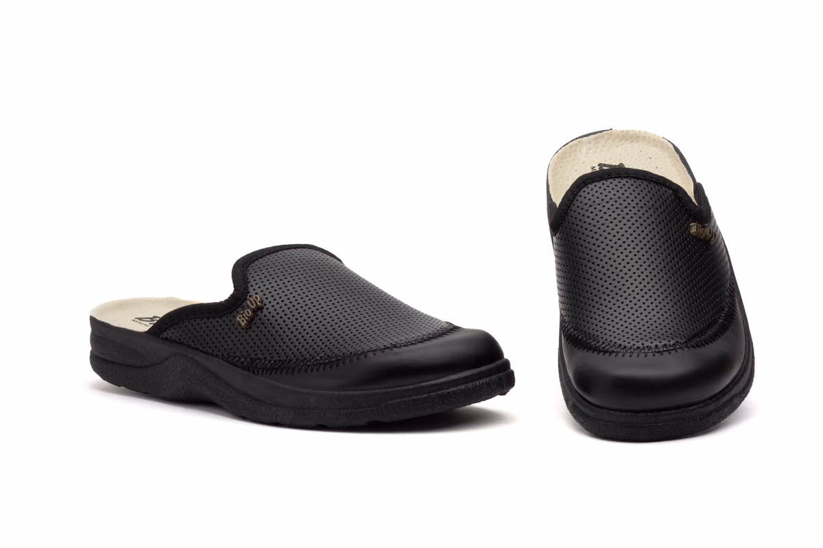 Zuecos Hombre Frender Piel Negro