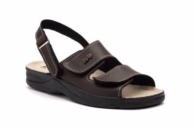 Sandalias Hombre Piel Testa Marrón Velcro - 2