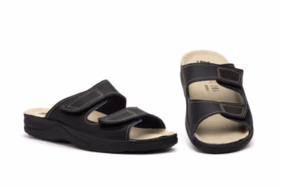Sandalias Hombre Piel Testa Marrón Velcro