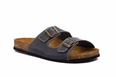 Sandalias Bio Hombre Piel Marino Hebillas - 2