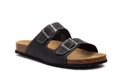 Sandalias Bio Hombre Piel Negro Hebillas - 2