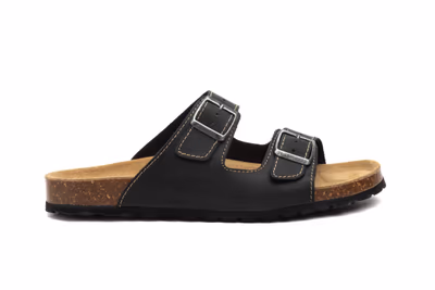 Sandalias Bio Hombre Piel Negro Hebillas - 3
