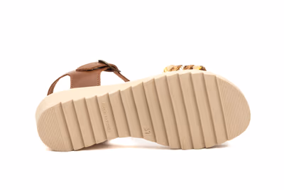 Sandalias Mujer Piel Cuero Hebilla Cuña Baja - 4