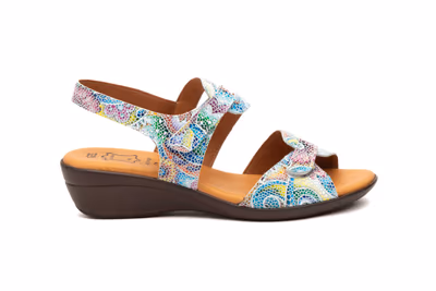 Sandalias Mujer Piel Estampado Multi Blanco - 3