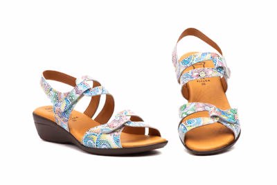 Sandalias Mujer Piel Estampado Multi Blanco