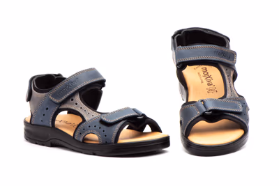 Sandalias Hombre Piel Marino Gris Morxiva