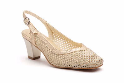 Zapatos Mujer Rejilla Champan Tacón Alto - 2