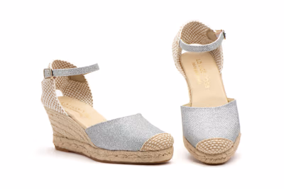 Alpargata Yute Mujer Brillo Plata
