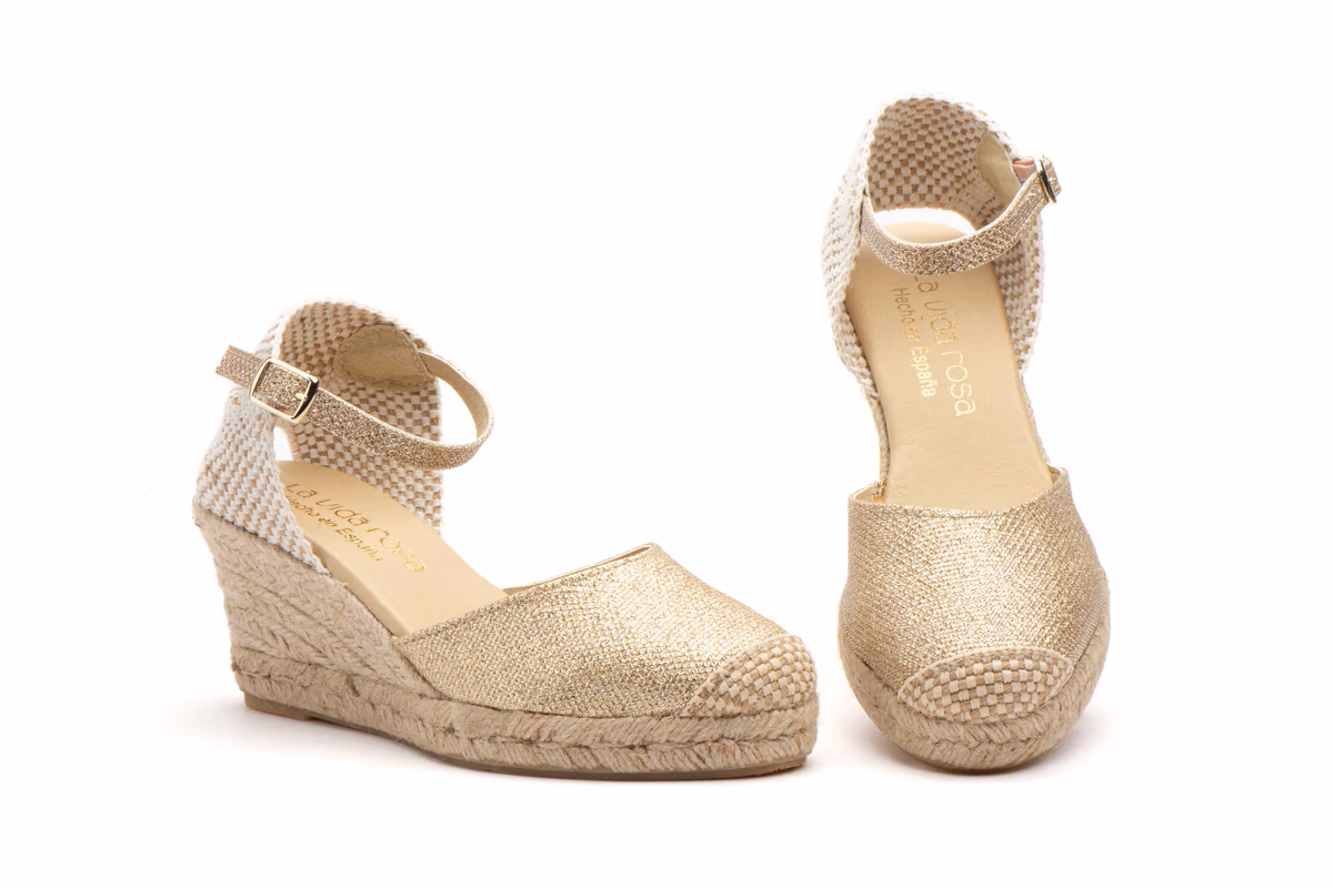 Alpargata Yute Mujer Brillo Oro