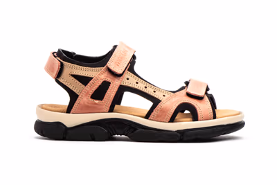 Sandalias Mujer Piel Teja Taupe Velcro - 3