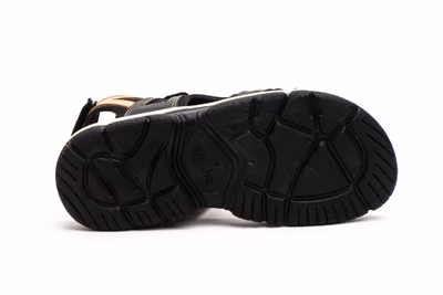 Sandalias Mujer Piel Negro Taupe Velcro - 4