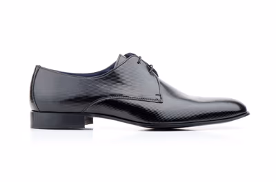 Zapatos Hombre Charol Negro Pana Cordones Suela de Cuero  - 2