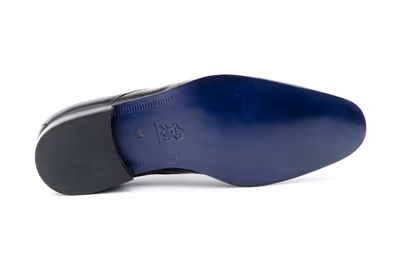 Zapatos Hombre Charol Negro Pana Cordones Suela de Cuero  - 3