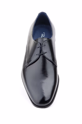 Zapatos Hombre Charol Negro Pana Cordones Suela de Cuero  - 4